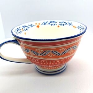 Anthropologie Gather Round Colorful Blue Yellow Orange Tea Cup